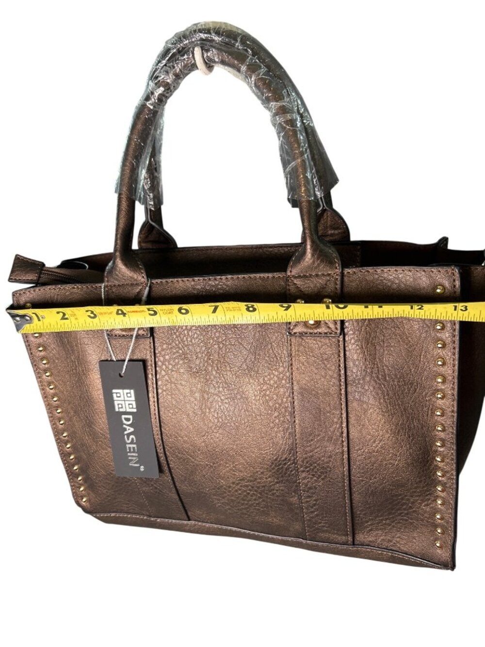 NEW Dasein Brown & Metallic Gold Tote Purse w/ Wristlet & Makeup Bag & Strap USA - Picture 9 of 11
